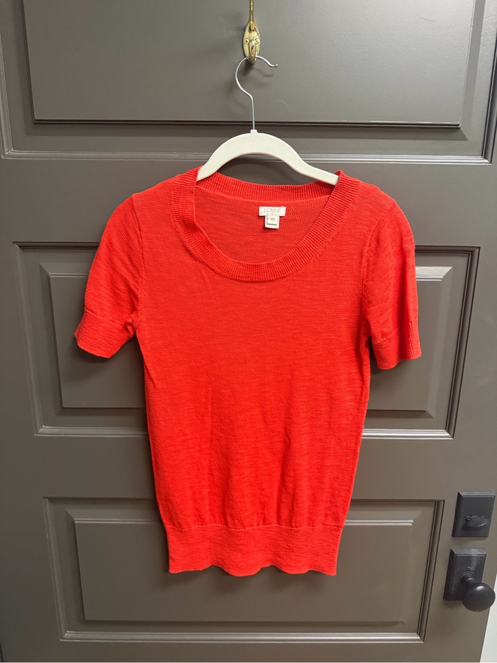 J. Crew Bright Red Short Sleeve Scoop Neck Top